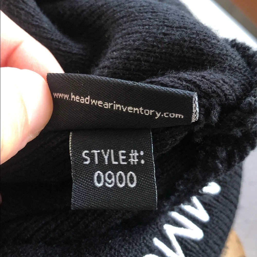 Mammoth Continental Beanie‎ Embroidered Hat Black White